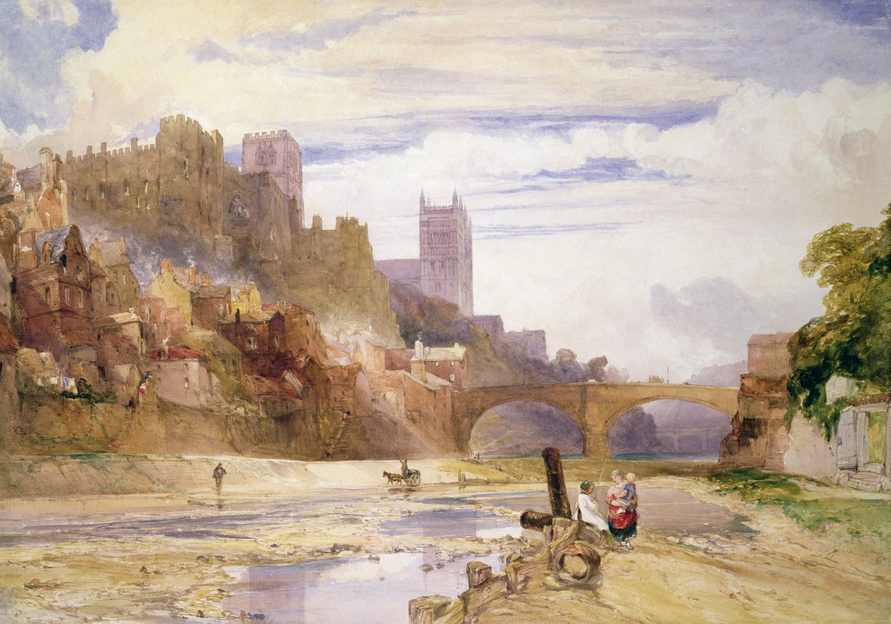 Durham depuis la Rivière - William Callow