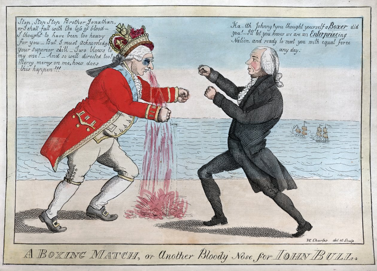 Un match de boxe ou un autre nez ensanglanté pour John Bull - William Charles