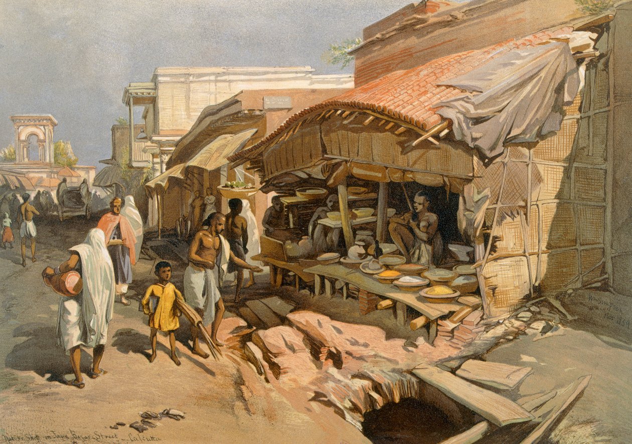 Boutique indigène dans un bazar de Calcutta, de 