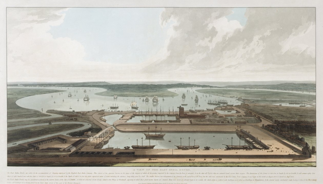 Vue des docks des Indes orientales, 1808 - William Daniell