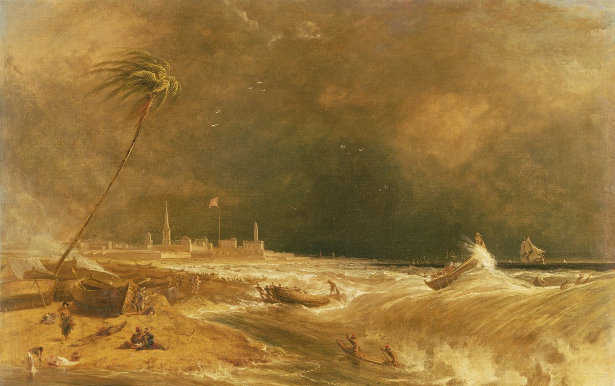 Madras, ou Fort St. George, dans la Baie du Bengale - Une Rafale Passant, 1833 - William Daniell