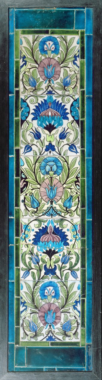 Cinq carreaux avec motif floral continu - William de Morgan
