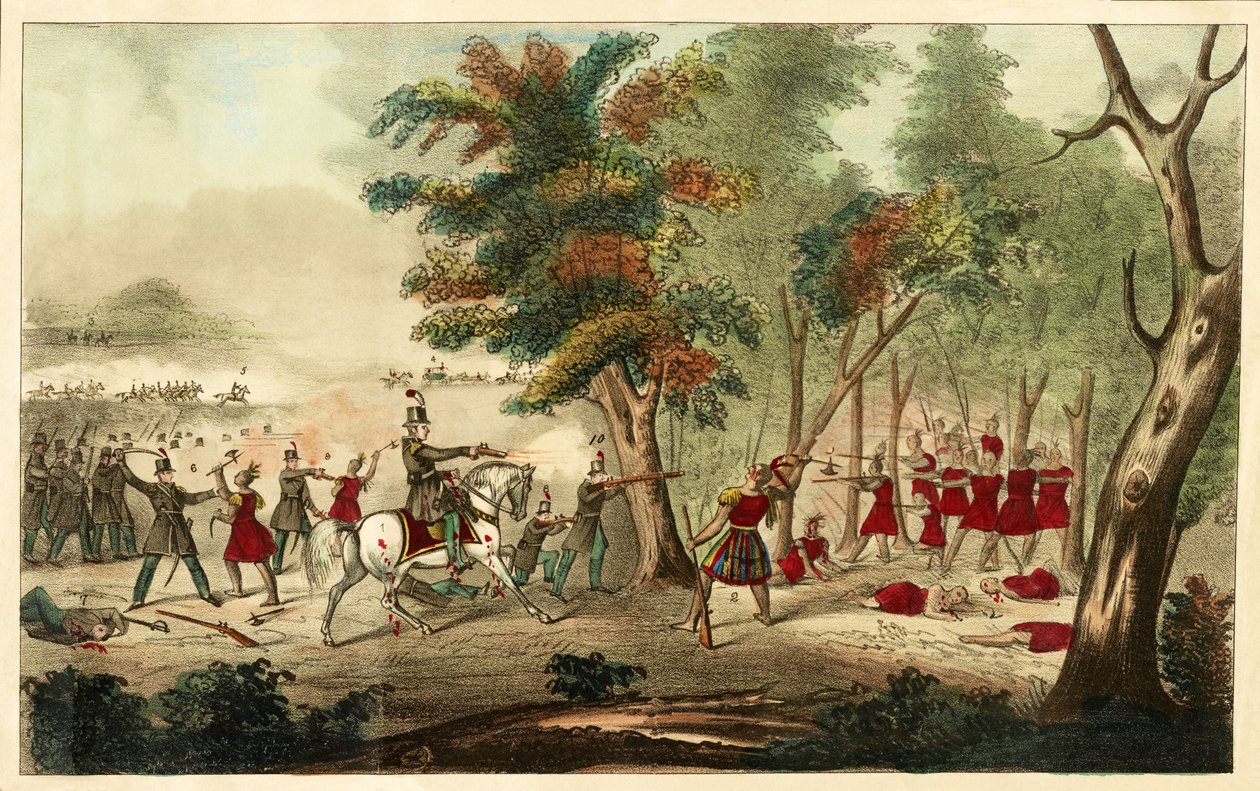 Bataille de la Tamise et la mort de Tecumseh, par les volontaires montés du Kentucky dirigés par le colonel Richard M. Johnson, 5 octobre 1813 - William Emmons
