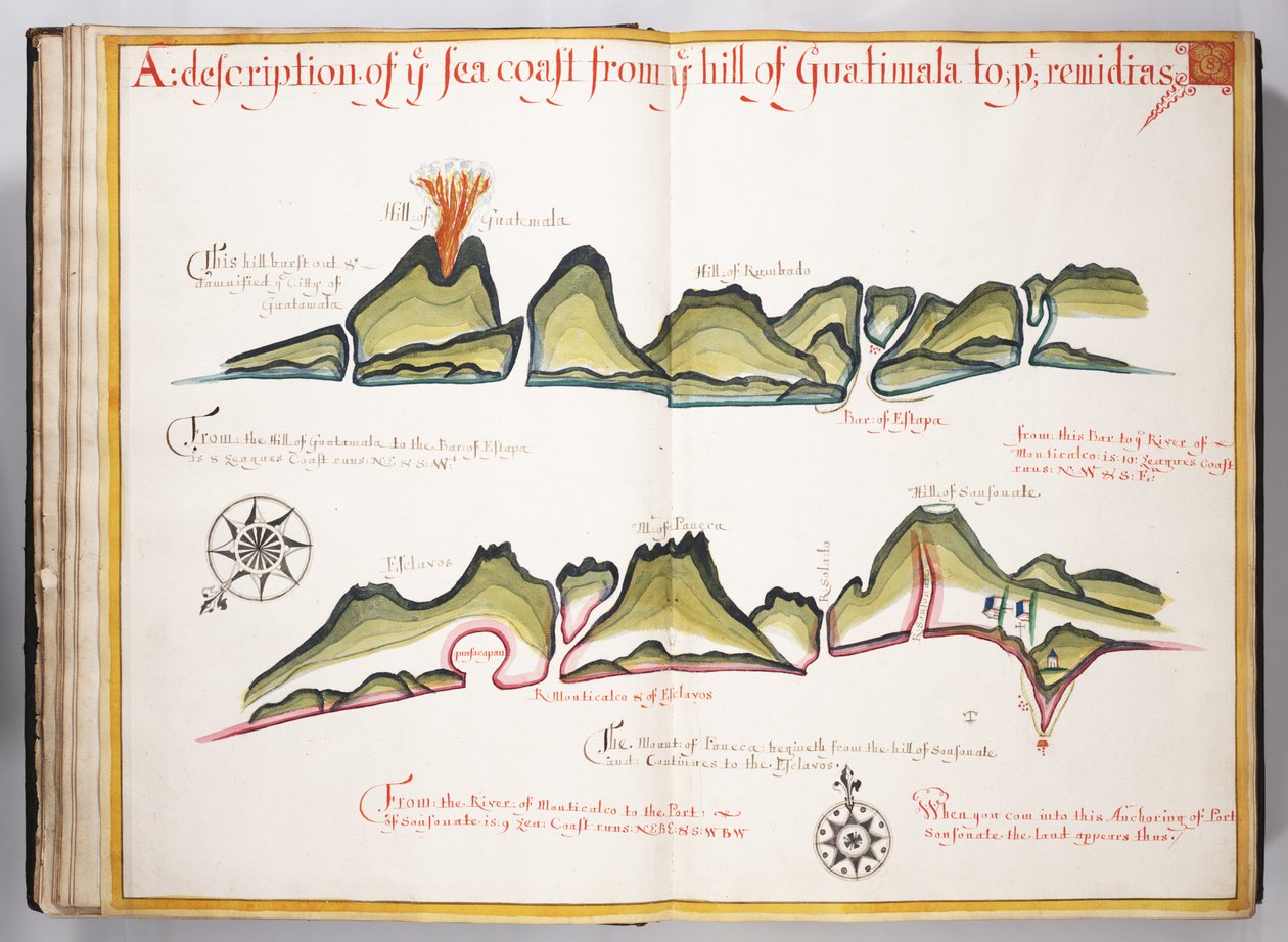 Ms Elkins 169 Une description de la côte de la mer depuis la colline du Guatemala jusqu