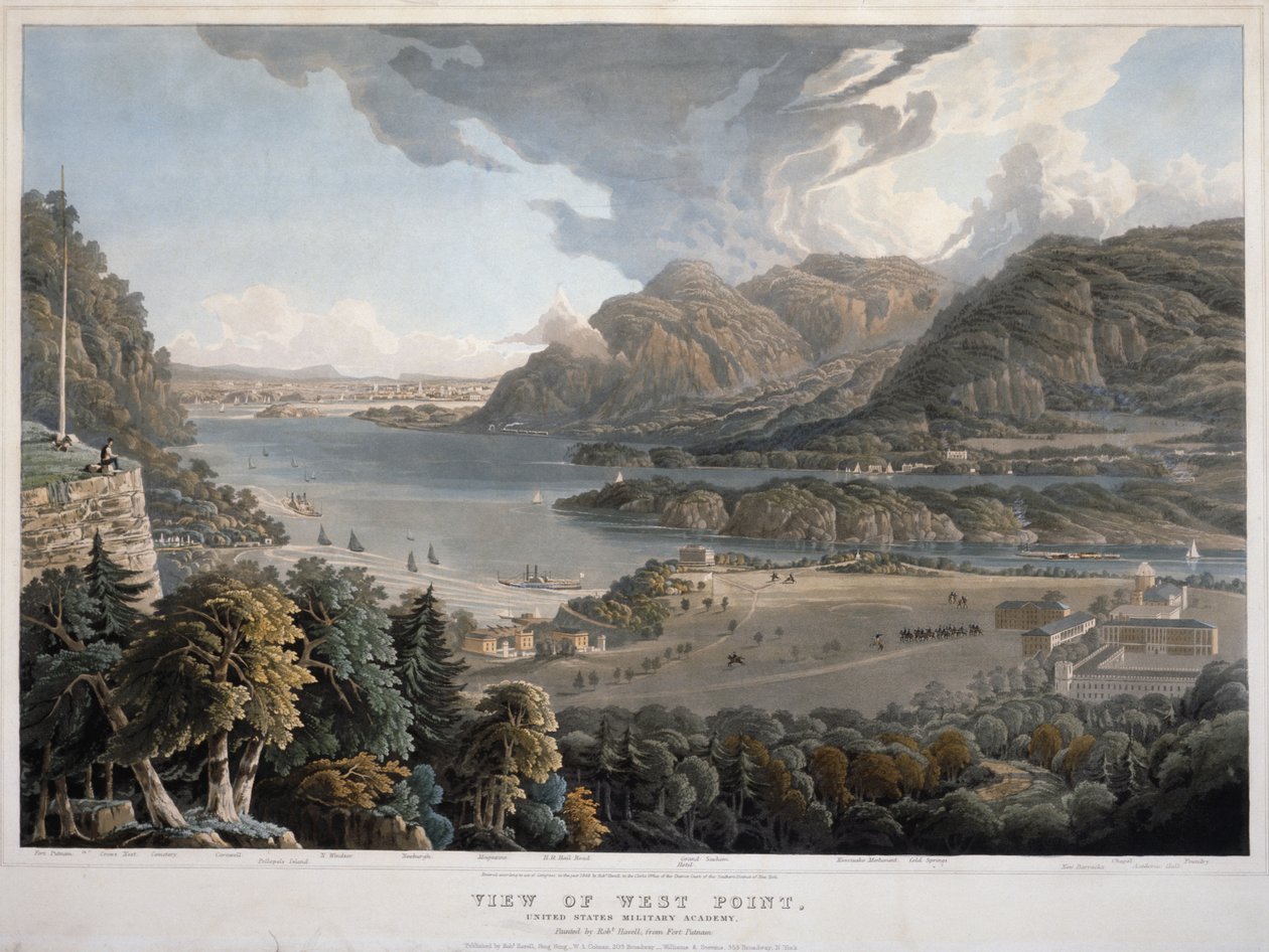 Vue de West Point, Académie militaire des États-Unis - William Havell