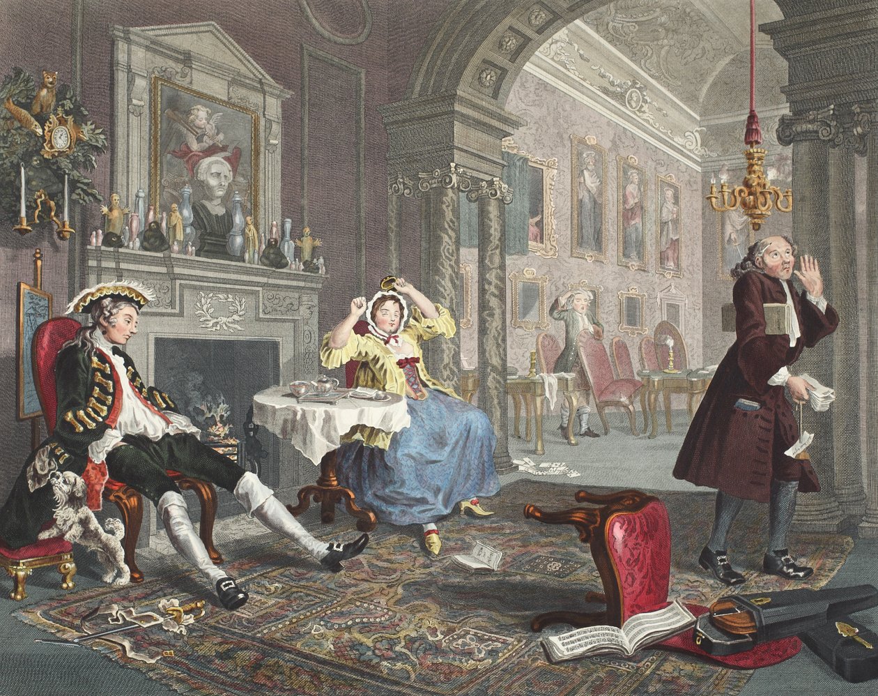 Mariage à la mode, planche II, Le Tête-à-Tête, illustration de 