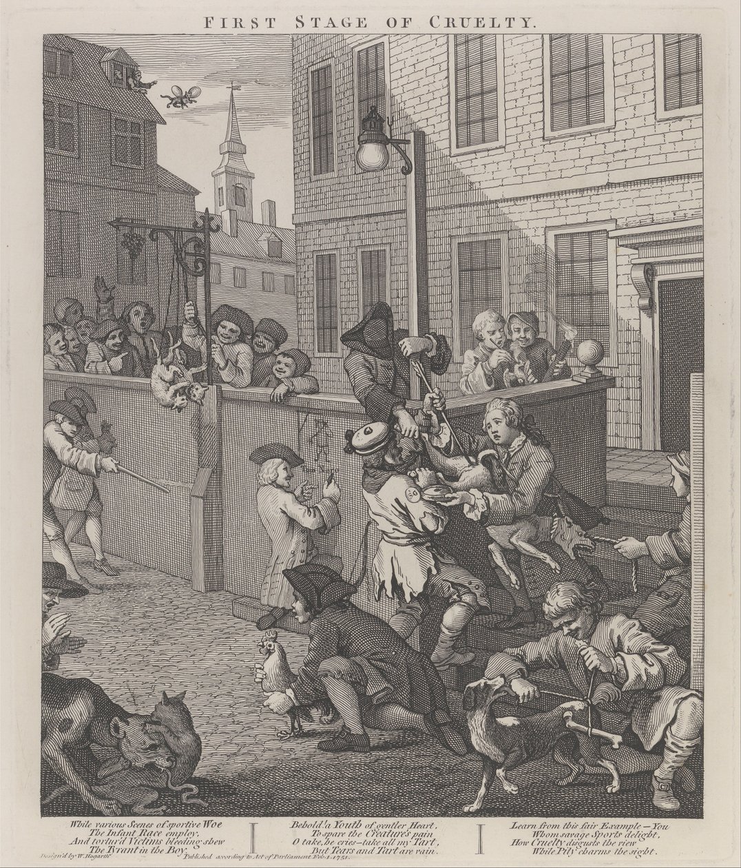 Le premier stade de la cruauté - Enfants torturant des animaux - William Hogarth