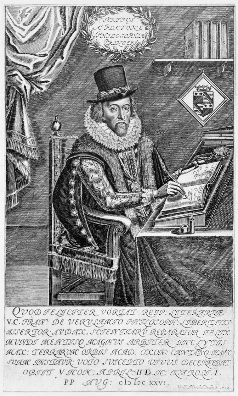Portrait de Francis Bacon (1561-1626) vicomte de St. Albans écrivant à son bureau, 1640 - William Marshall
