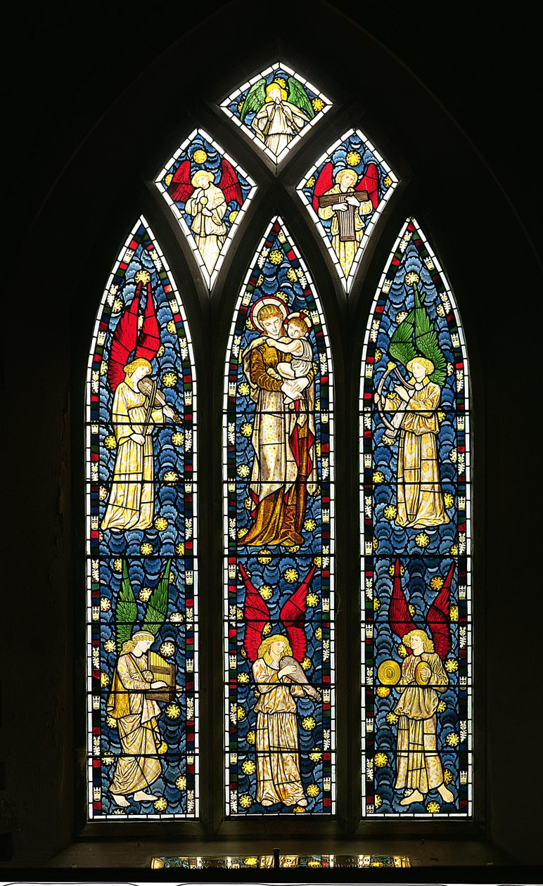 Madone et enfant avec des anges musiciens - William Morris