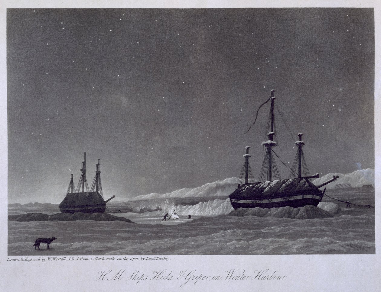 Navires H.M. Hecla et Griper dans le port d