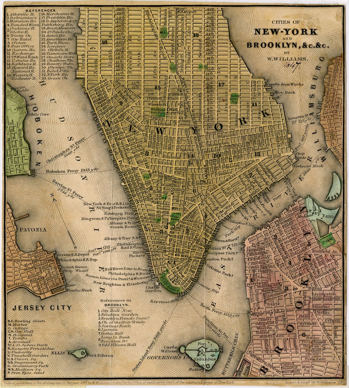 Villes de New-York et Brooklyn, vers 1847 - William Williams