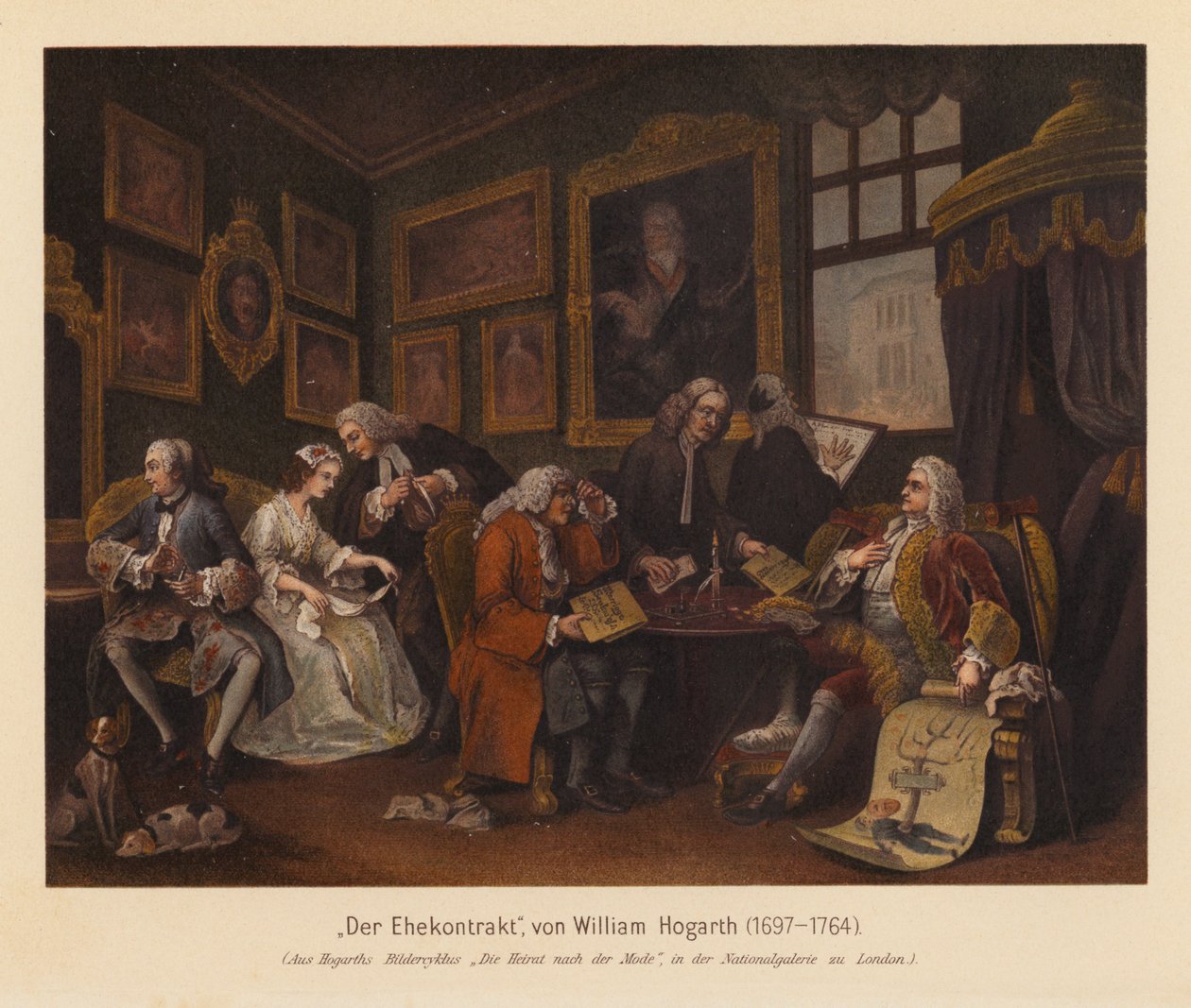 Le règlement du mariage tiré de Marriage A-la-Mode, de William Hogarth (lithographie couleur) - William (after) Hogarth