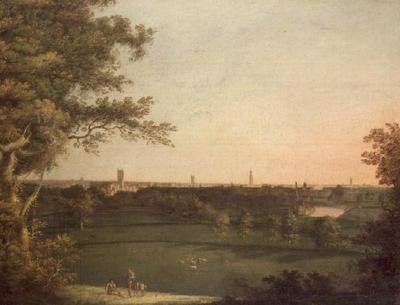 Vue de Manchester avec des personnages au premier plan - William (attr. to) Bellers