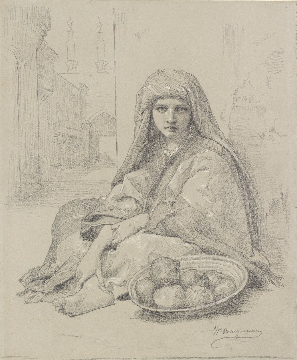 Jeune fille nord-africaine vendant des grenades, fin XIXe siècle - William Adolphe Bouguereau