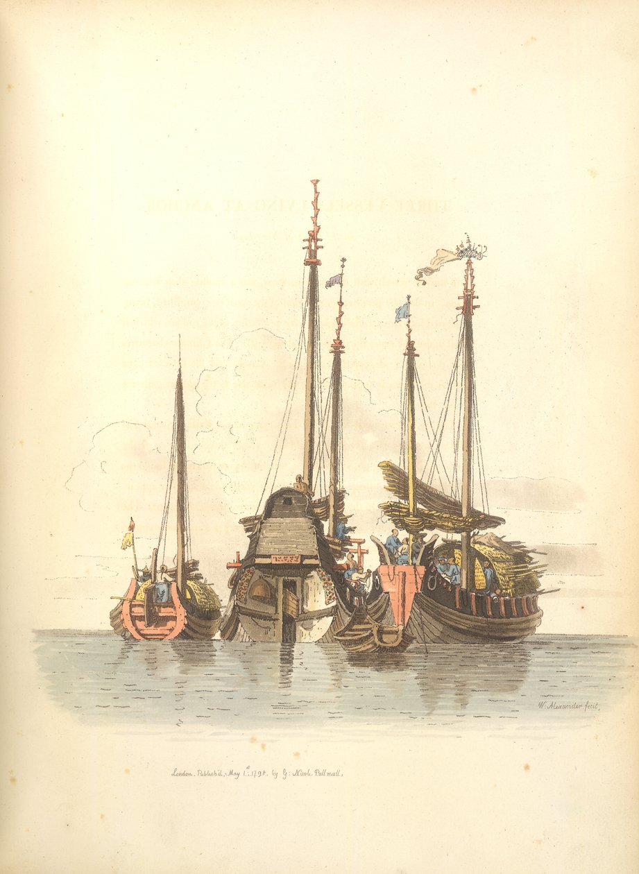Trois navires au mouillage - William Alexander