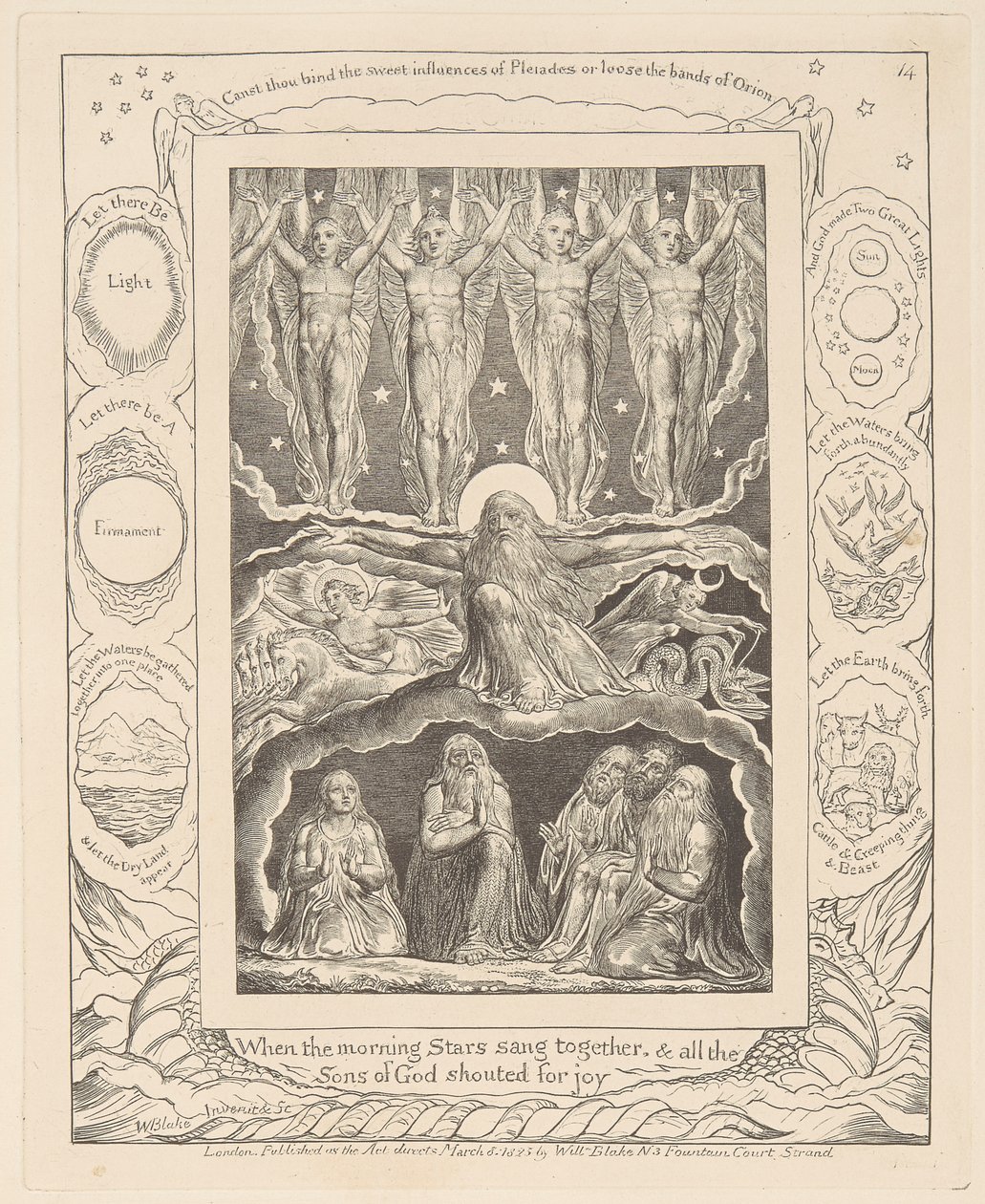 Livre de Job, Planche 14, Quand les étoiles du matin chantaient ensemble - William Blake