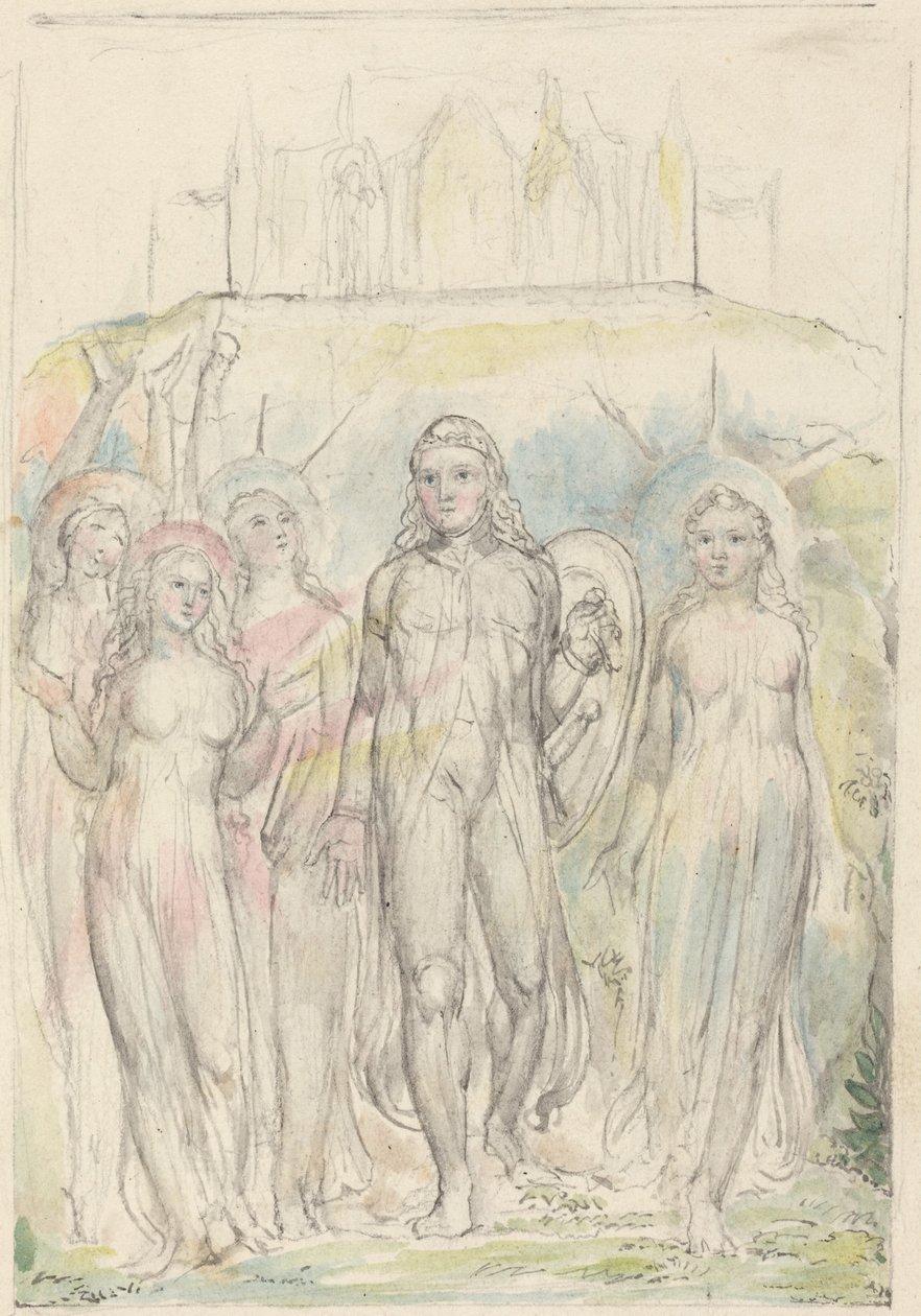 Christian avec le bouclier de la foi, prenant congé de ses compagnons - William Blake