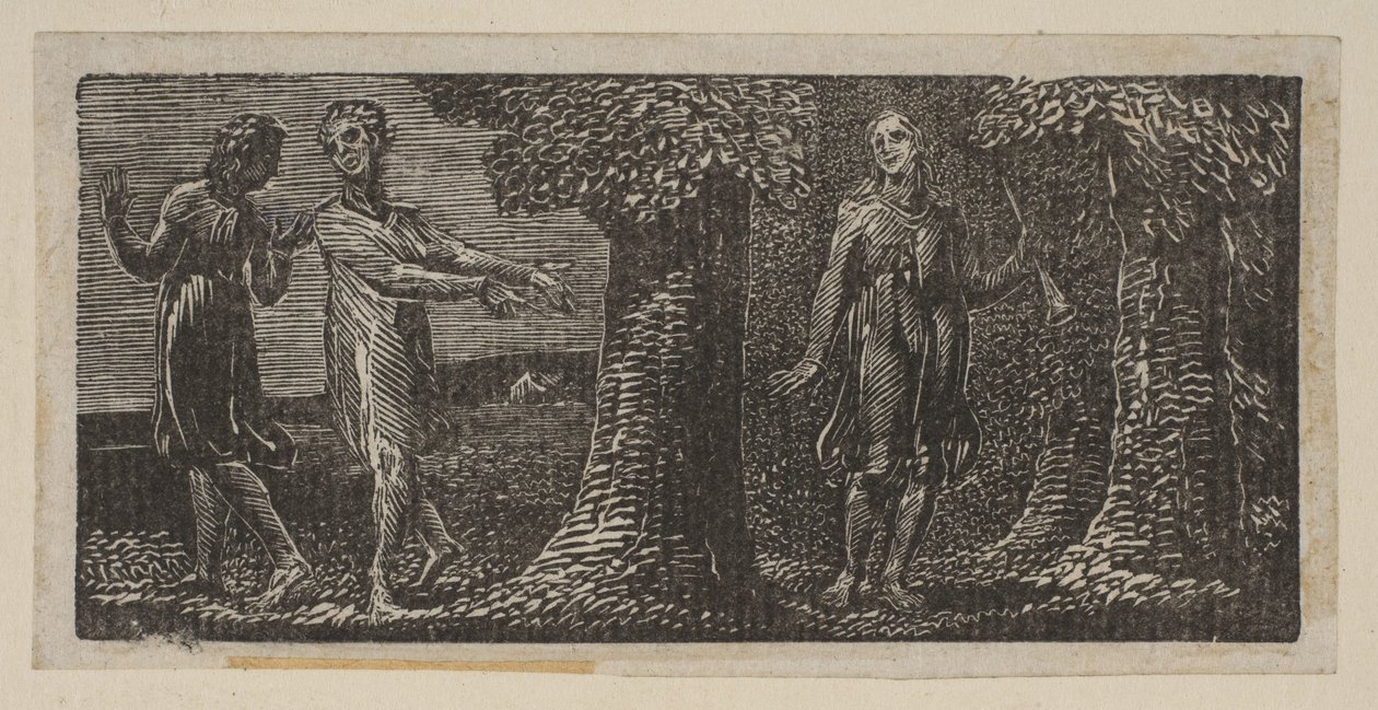 Colinet moqué par deux garçons, de Pastorals of Virgil de Thornton, 1821 - William Blake