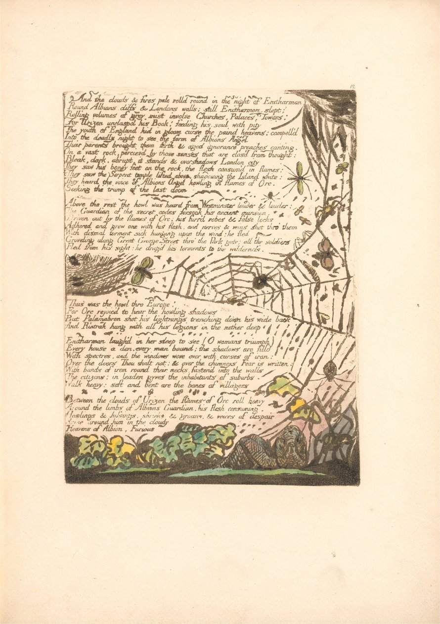 Europe. Une prophétie, Planche 14, Et les nuages et les feux (Bentley 15) - William Blake