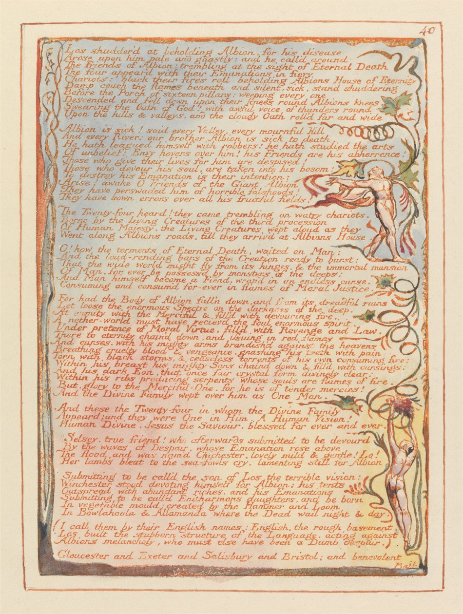 Jérusalem, Planche 40, Los Frissonna en Voyant Albion.... - William Blake