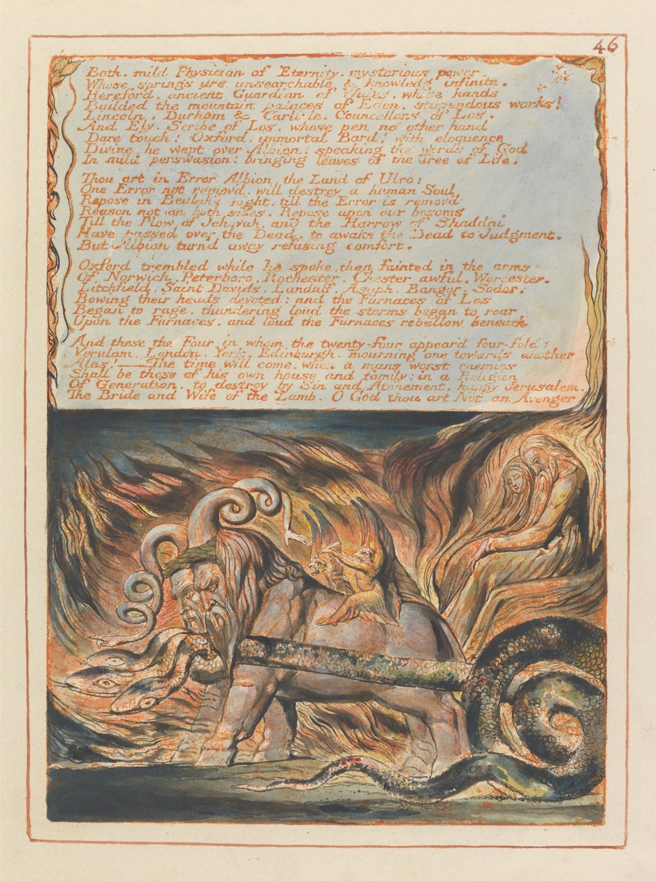 Jérusalem, Planche 46, Bain, médecin doux.... - William Blake