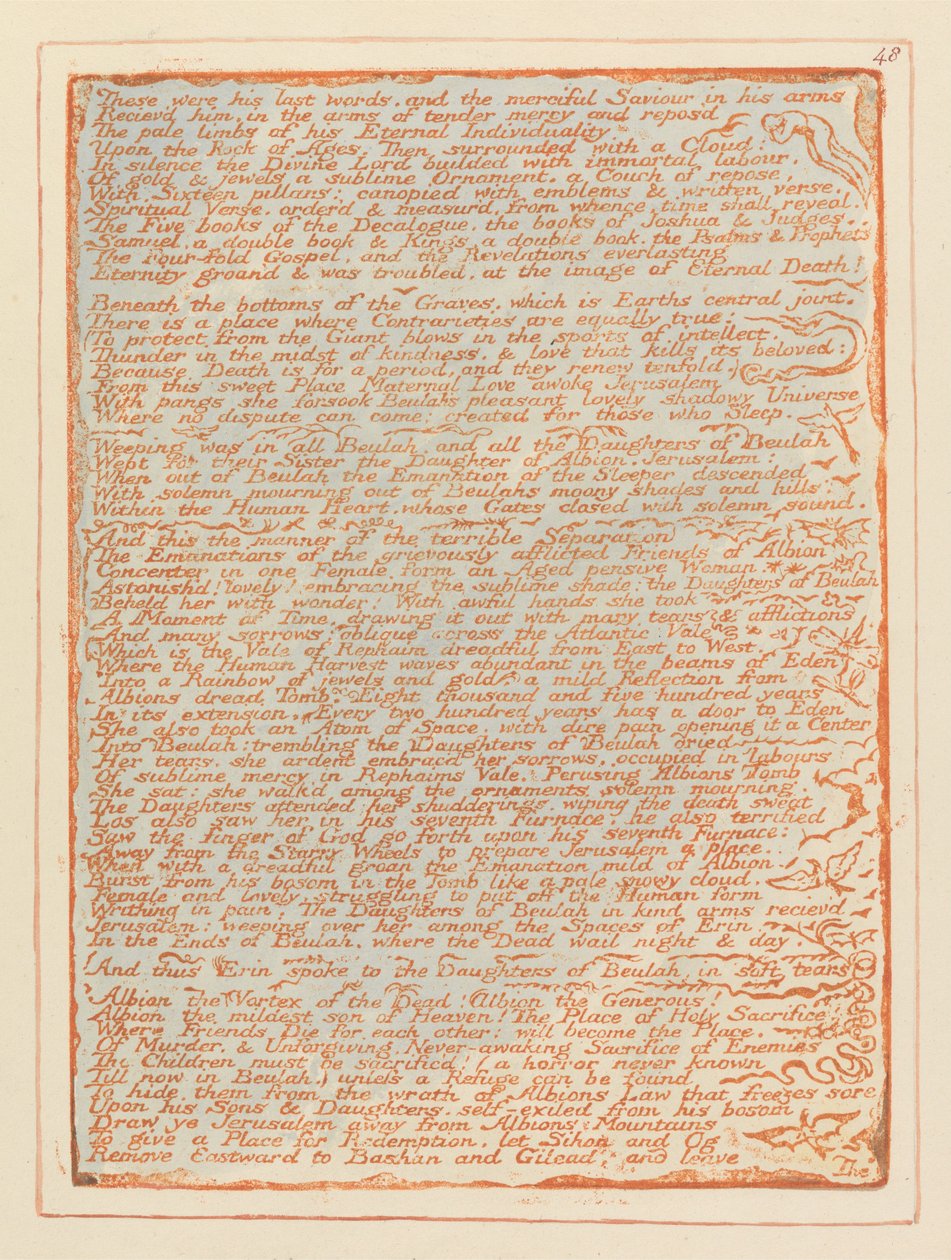 Jérusalem, Planche 48, Ce furent ses derniers mots... - William Blake