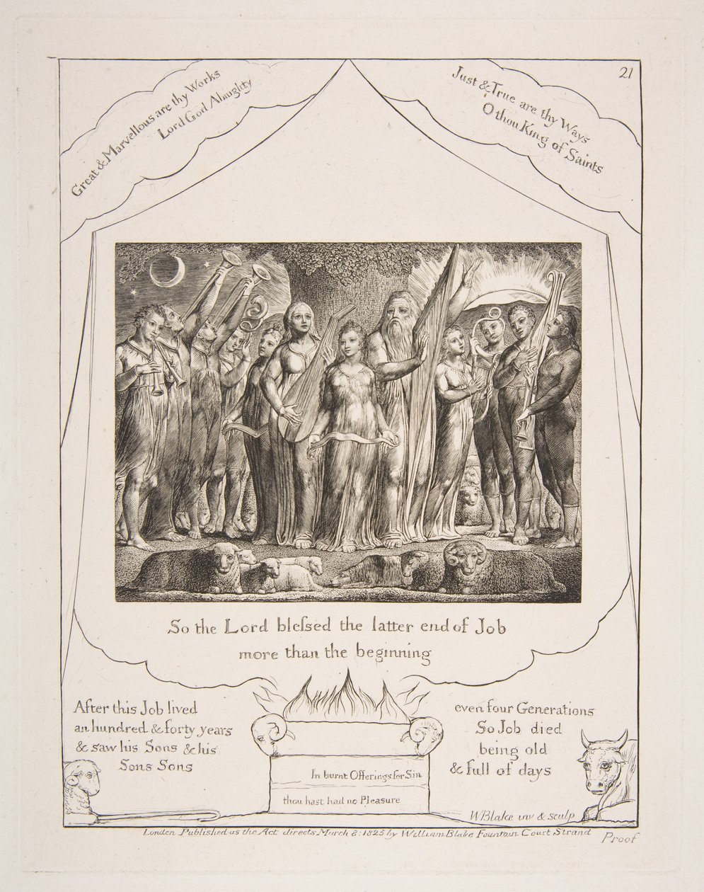 Job et sa femme restaurés à la prospérité, des Illustrations du Livre de Job - William Blake