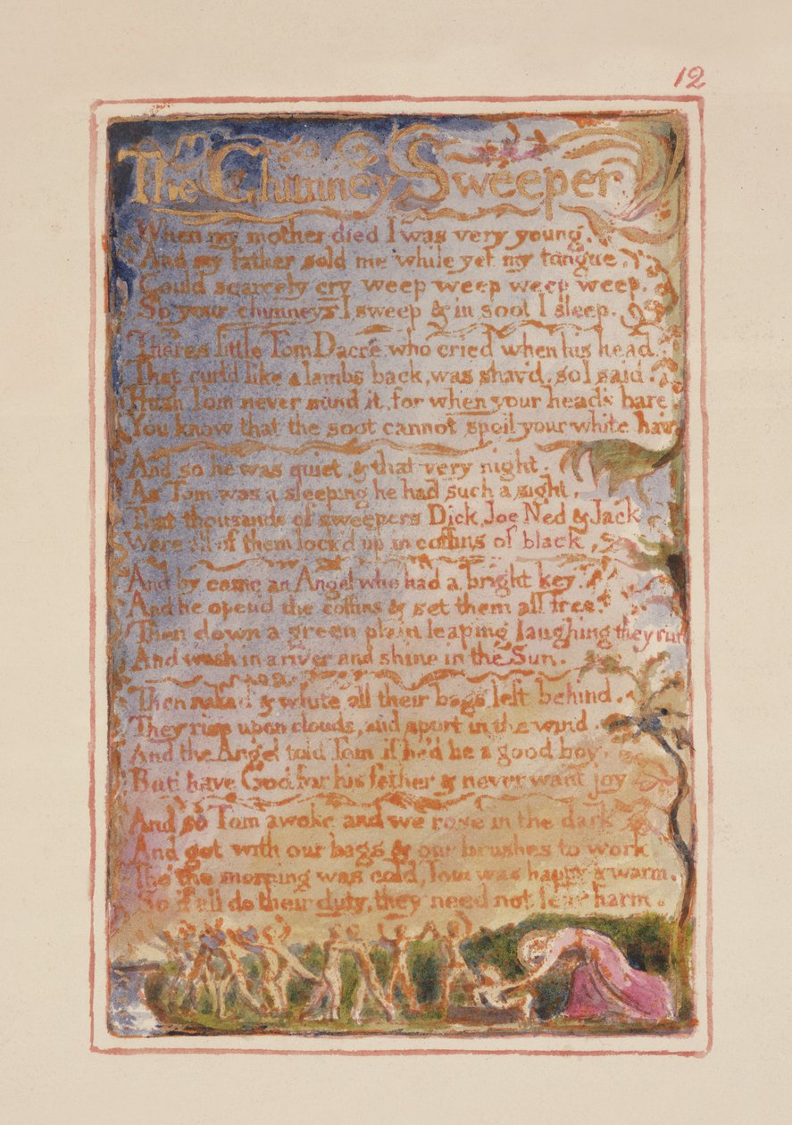P.125-1950.pt12 Le Ramoneur : planche 12 de Songs of Innocence and of Experience (copie AA) vers 1815-26 - William Blake