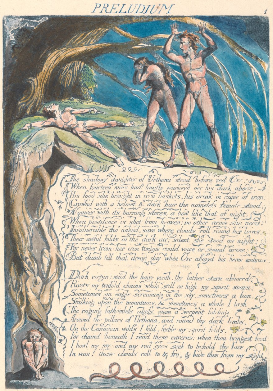 Präludium. "Die schattenhafte Tochter von Urthona stand vor dem roten Orc..." (Platte 3) - William Blake