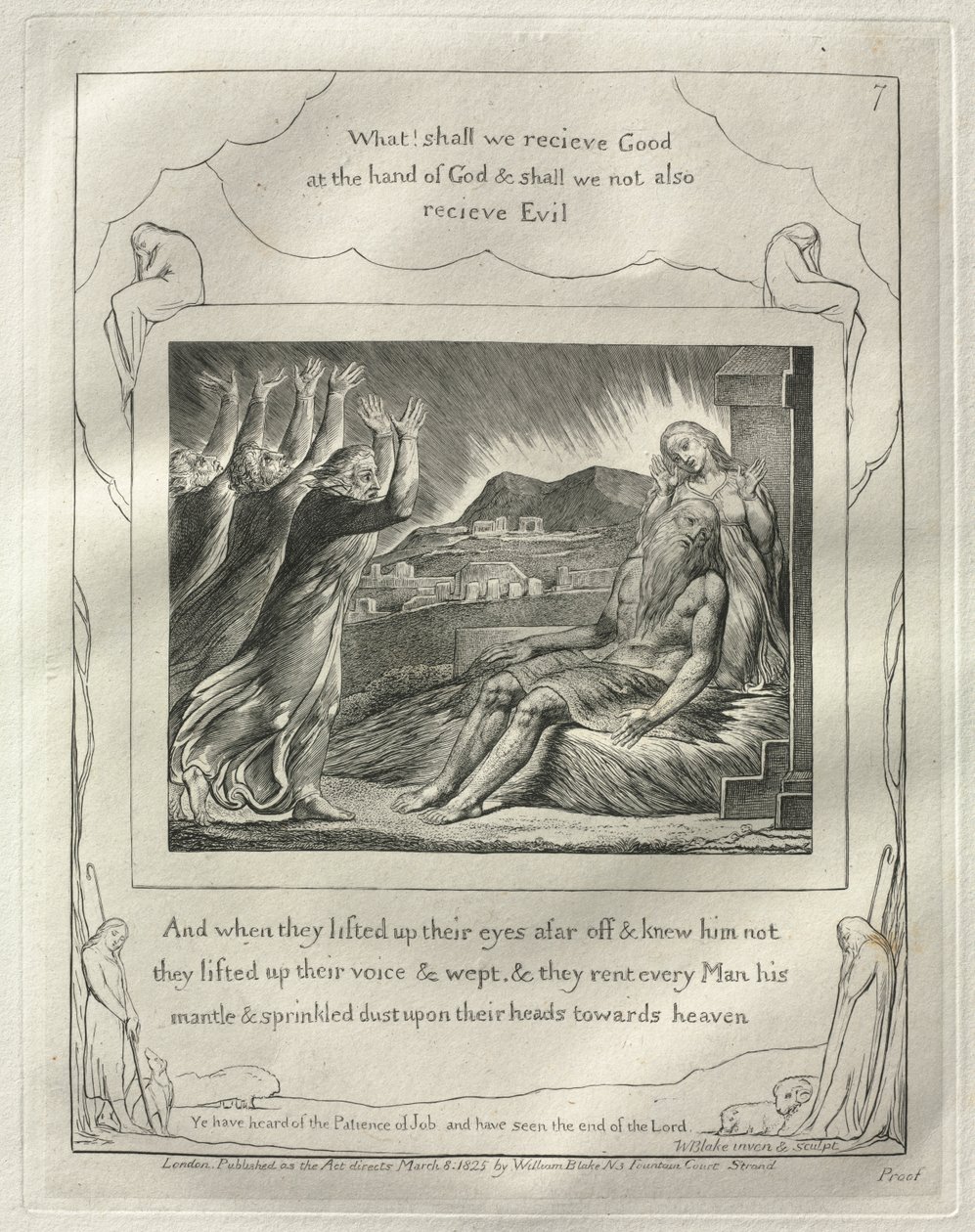 Le Livre de Job : N° 7, Et quand ils levèrent les yeux de loin et ne le reconnurent pas, ils élevèrent leurs voix et pleurèrent - William Blake