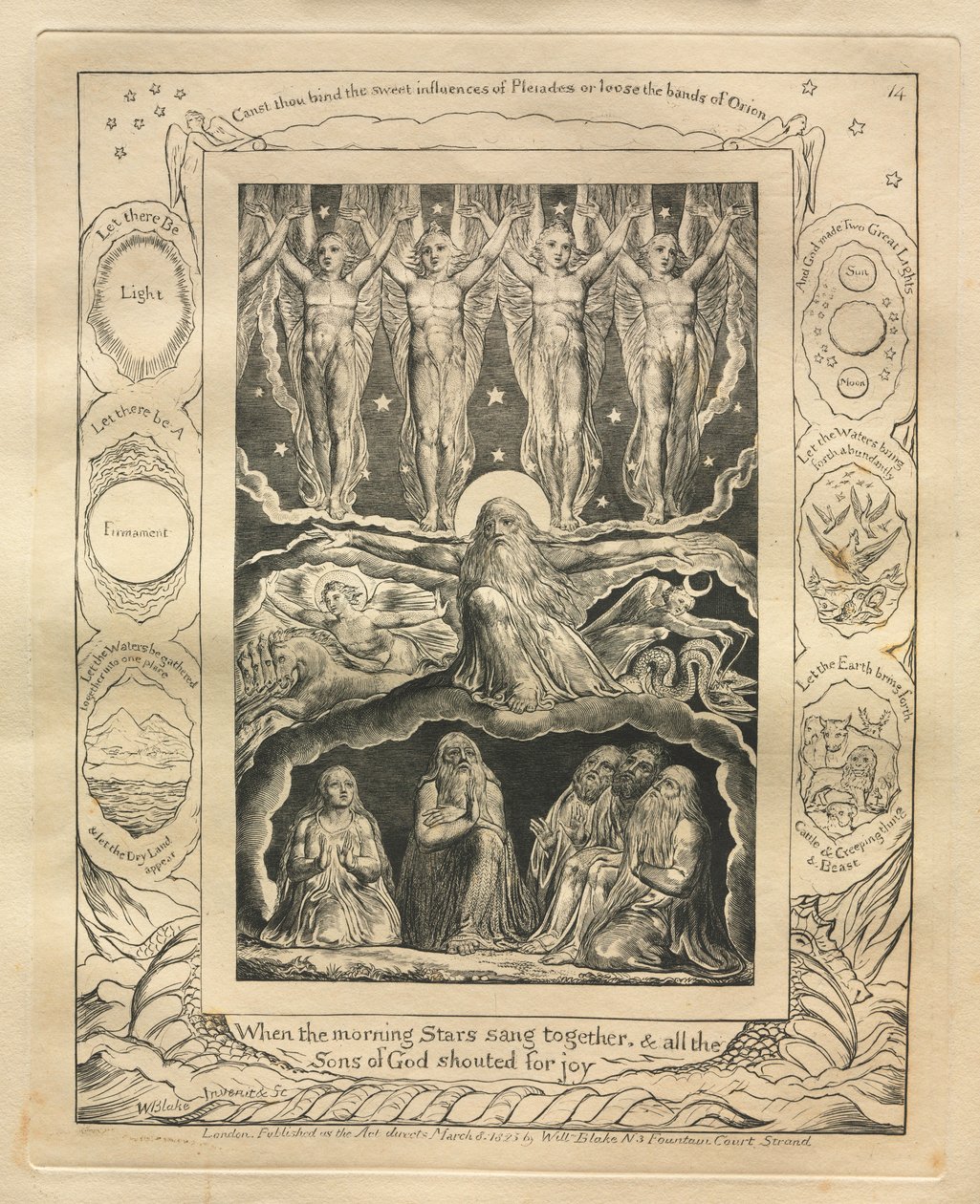 Le Livre de Job : Pl. 14, Quand les étoiles du matin chantaient ensemble, et tous les fils de Dieu..., 1825 - William Blake