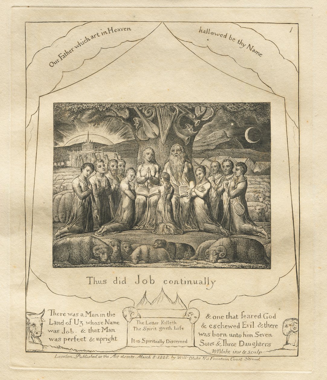 Le Livre de Job : Pl. 1, Ainsi Job faisait continuellement - William Blake