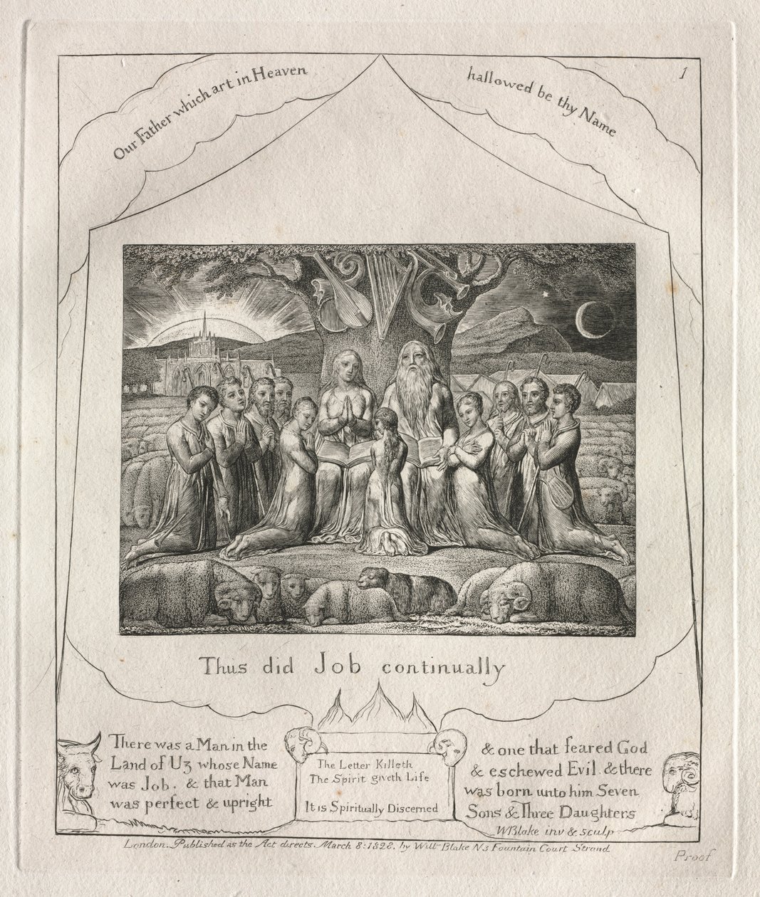 Le Livre de Job : Pl. 1, Ainsi fit Job continuellement, 1825 - William Blake