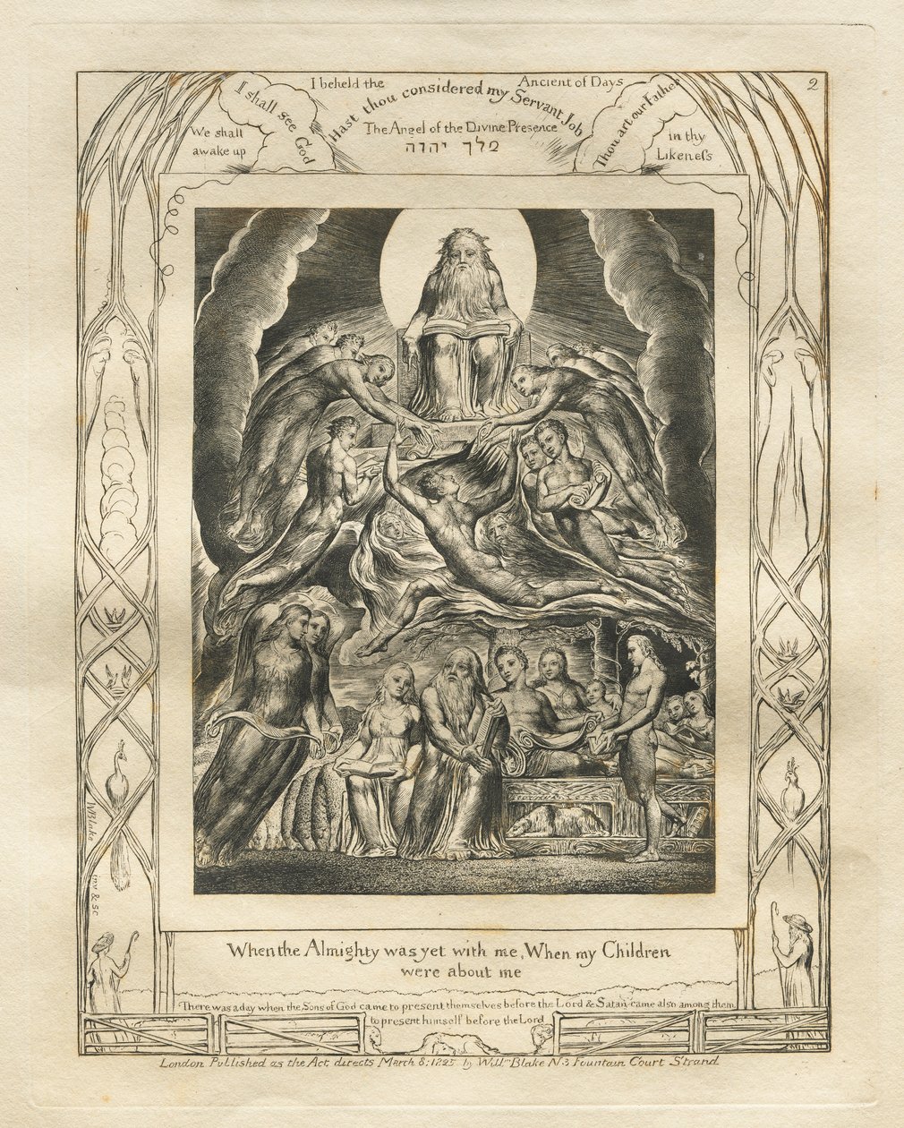 Le Livre de Job : Pl. 2, Quand le Tout-Puissant était encore avec moi, Quand mes Enfants étaient autour de moi - William Blake
