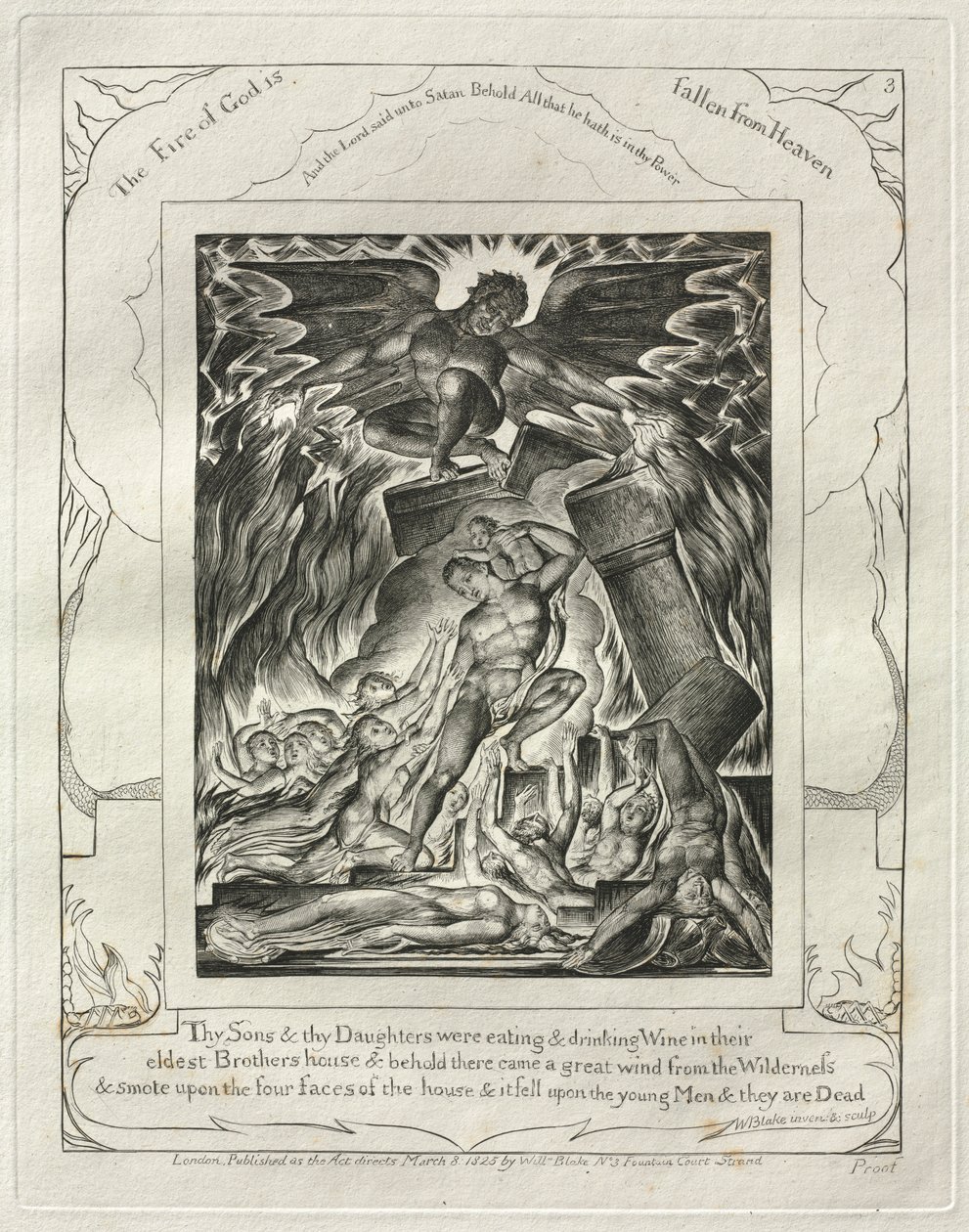 Le Livre de Job : Pl. 3, Tes fils et tes filles mangeaient et buvaient du vin..., 1825 - William Blake