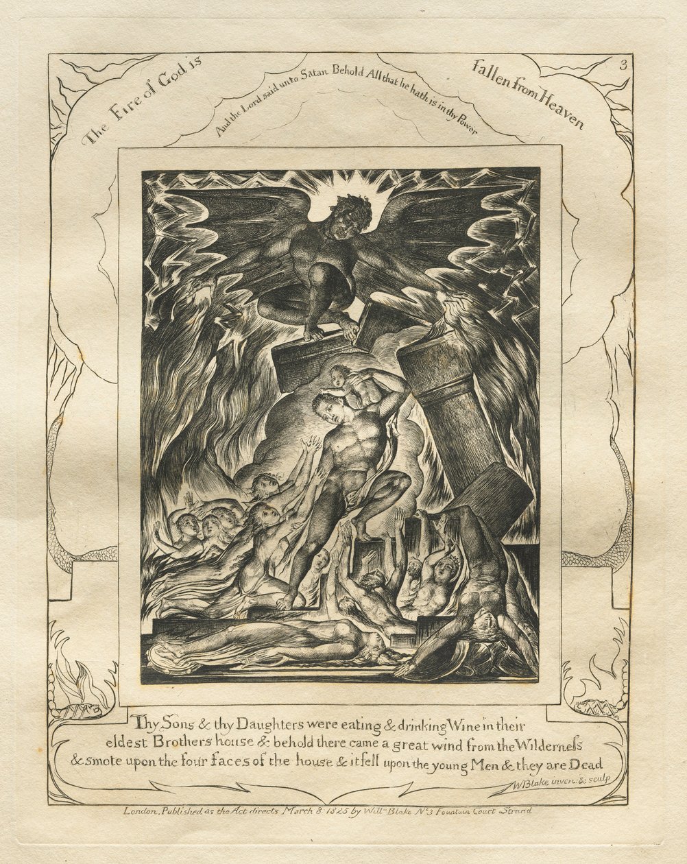 Le Livre de Job : Pl. 3, Tes fils et tes filles mangeaient et buvaient du vin..., 1825 - William Blake