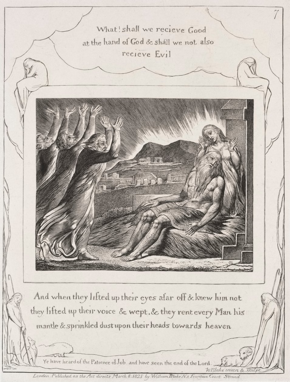Le Livre de Job : Pl. 7, Et quand ils levèrent les yeux - William Blake