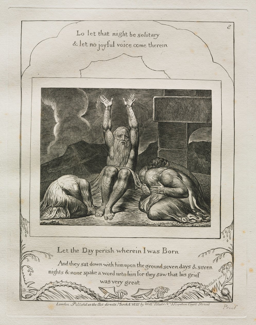 Le Livre de Job : Pl. 8, Que périsse le jour où je suis né, 1825 - William Blake