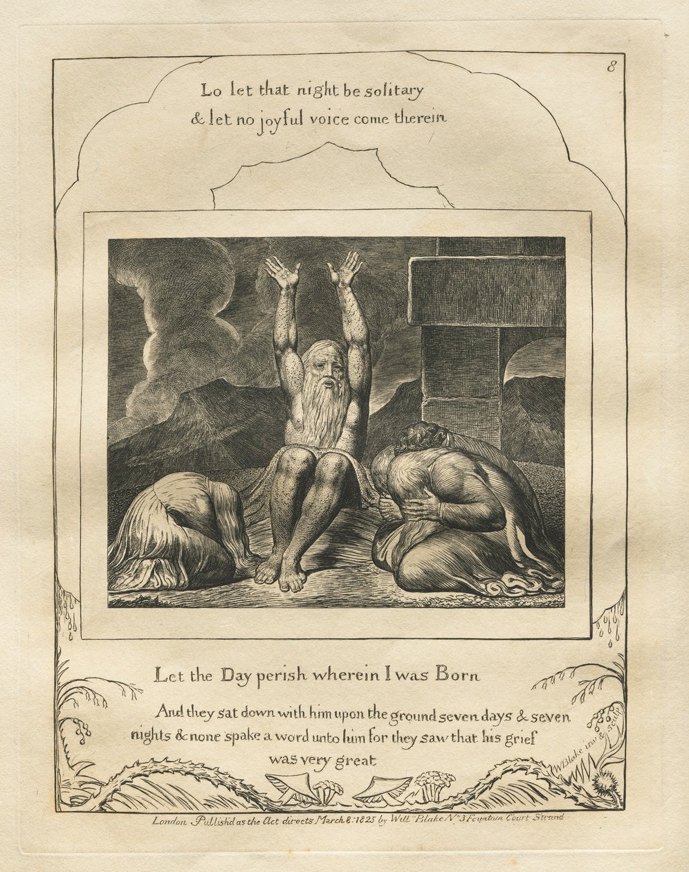 Le Livre de Job : Pl. 8, Que périsse le jour où je suis né, 1825 - William Blake