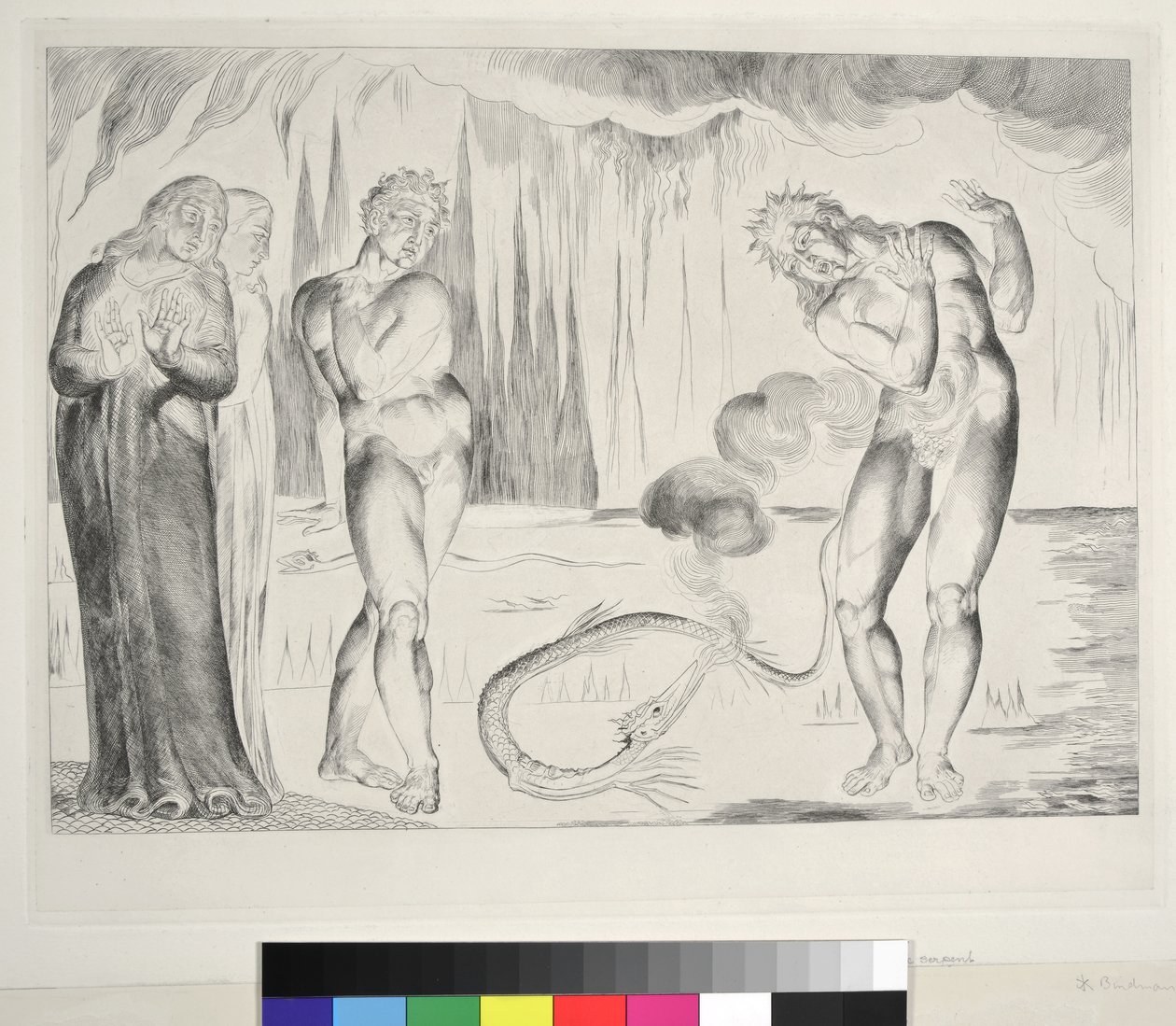 Le cercle des voleurs : Buoso Donati attaqué par le serpent, Enfer, Chant XXV, illustration de la 