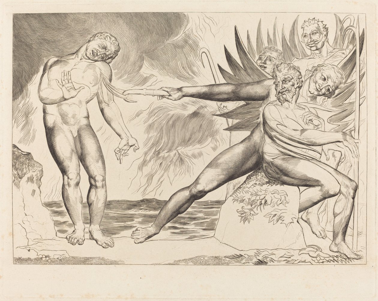 Le Cercle des Officiels Corrompus; les Diables Tourmentant Ciampolo - William Blake