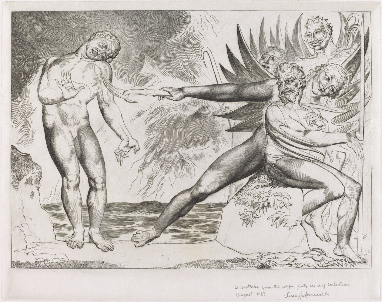 Le cercle des fonctionnaires corrompus, les diables tourmentant Ciampolo - William Blake