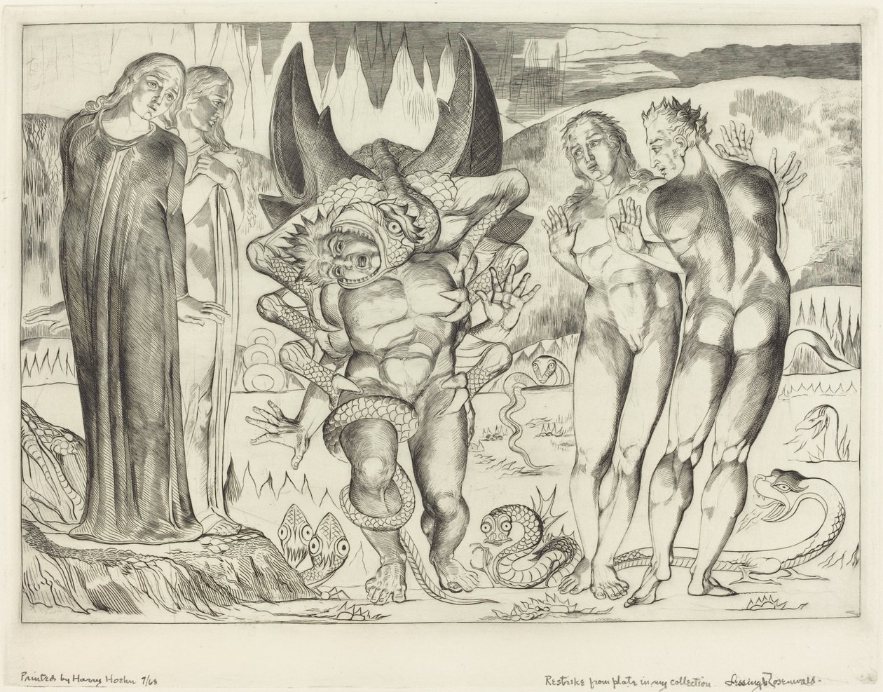 Le Cercle des Voleurs, Agnolo Brunelleschi Attaqué par un Serpent à Six Pattes - William Blake