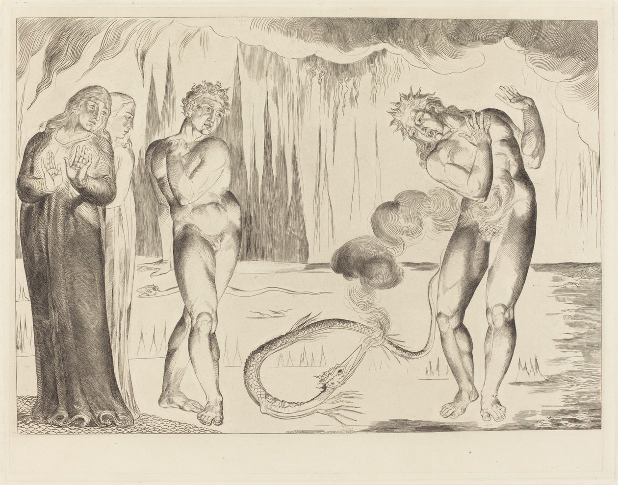 Le Cercle des Voleurs; Buoso Donati Attaqué par le Serpent - William Blake