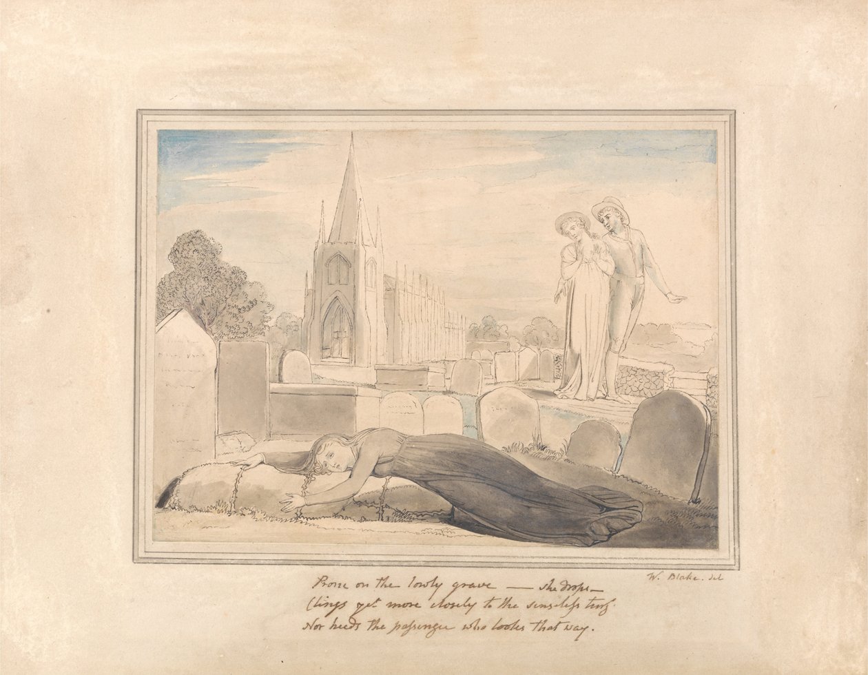 La veuve embrassant la tombe de son mari - William Blake