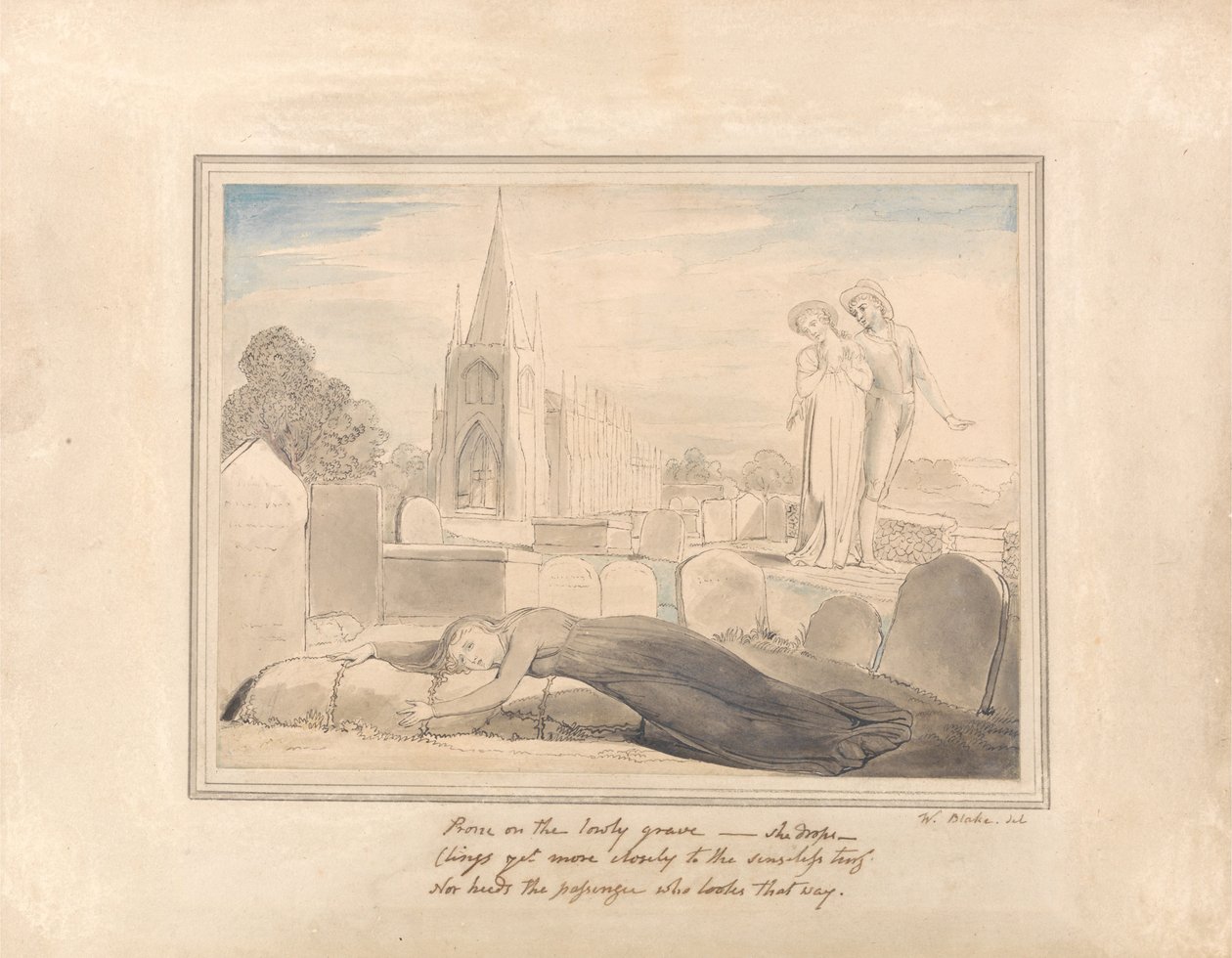 La veuve embrassant la tombe de son mari - William Blake
