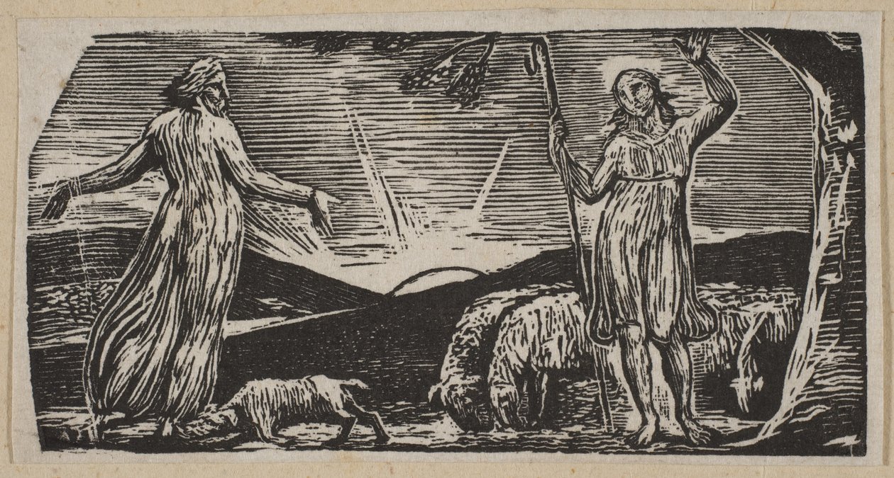 Thenot réprimande Colinet, des Pastorales de Virgile de Thornton, 1821 - William Blake