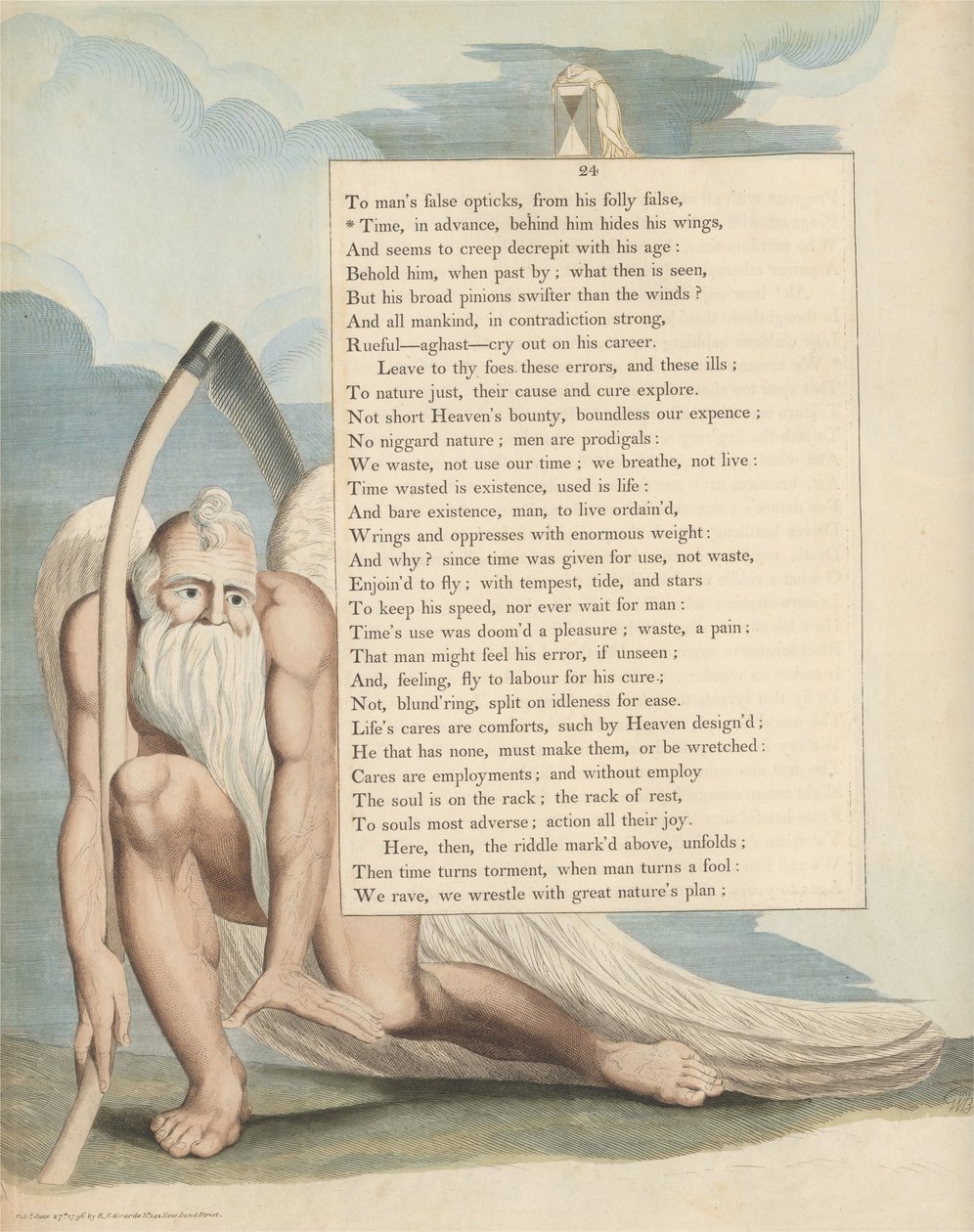 Pensées nocturnes de Young, Page 24, Le temps, en avance, cache ses ailes derrière lui - William Blake