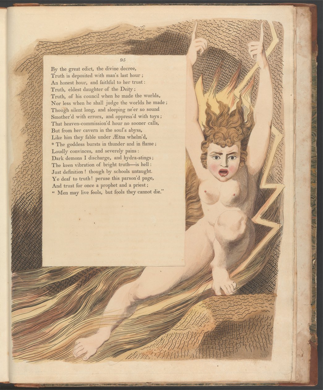 Les Pensées Nocturnes de Young, Page 95, La déesse éclate en tonnerre et en flammes - William Blake