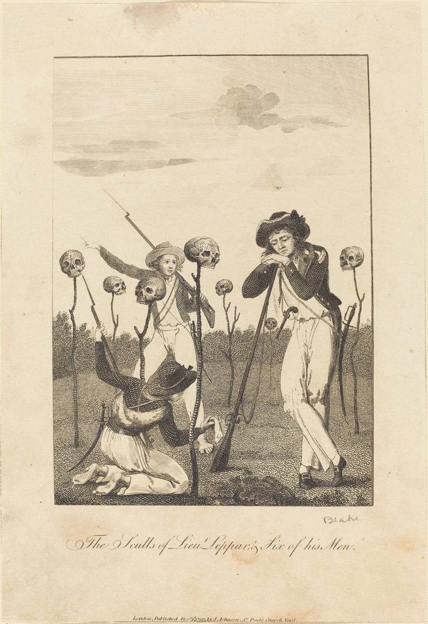 Les crânes du lieutenant Leppar et de six de ses hommes - William Blake after John Gabriel Stedman